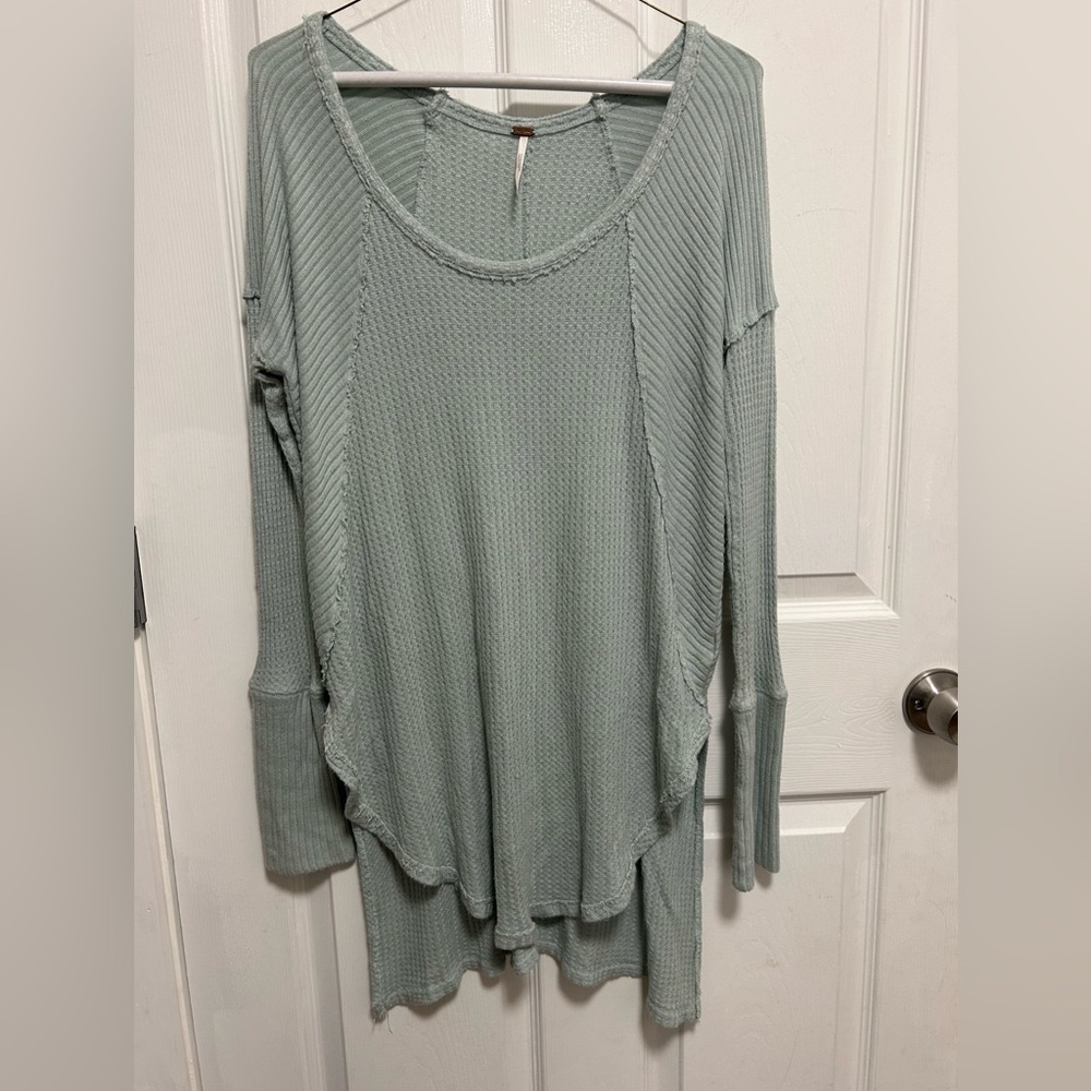 Free People Sage Ribbed Tunic Top